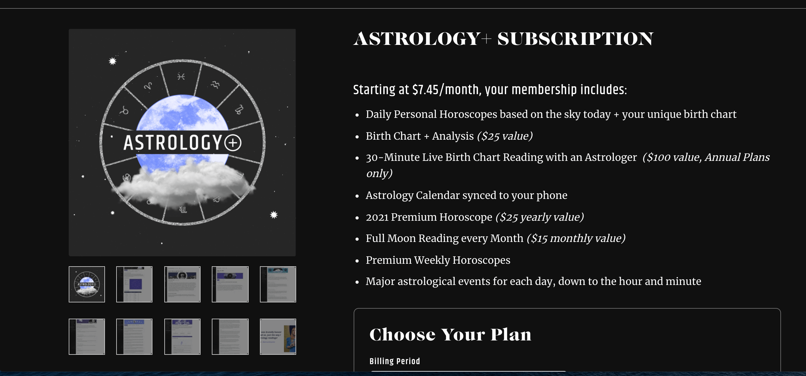 Astrology.com subscription package example